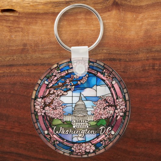 Custom Washington DC Dated Cherry Blossom Schlüsselanhänger (Vorderseite)