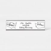 Custom Washington Staat US Zuhause Line Art Schreibtischnamensplakette (Vorderseite )