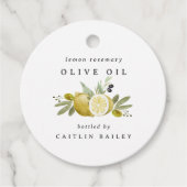 Custom Wassercolor Citrus Lemon Olive Oil Flasche Geschenkanhänger (Vorderseite)