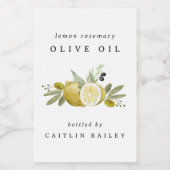 Custom Wassercolor Citrus Lemon Olive Oil Flasche Lebensmitteletikett (Einzelnes Label)