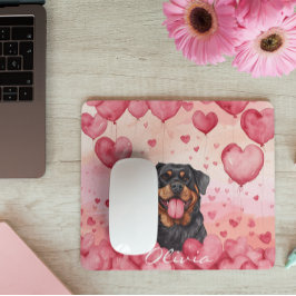 Custom Wassercolor Hund Valentine's Day Rosa Herze Mousepad