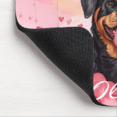 Custom Wassercolor Hund Valentine's Day Rosa Herze Mousepad (Ecke)