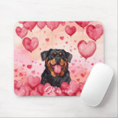 Custom Wassercolor Hund Valentine's Day Rosa Herze Mousepad (Mit Mouse)