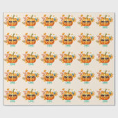 Custom Wassercolor Niedlich Pumpkin Orange Hallowe Geschenkpapier (Flach)
