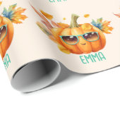 Custom Wassercolor Niedlich Pumpkin Orange Hallowe Geschenkpapier (Rolleneckpunkt)