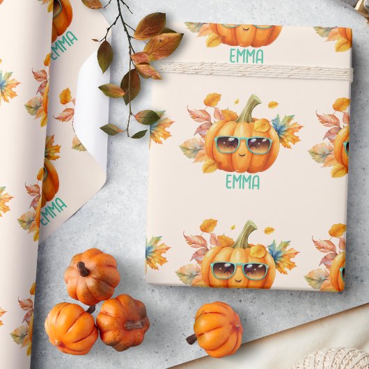 Custom Wassercolor Niedlich Pumpkin Orange Hallowe Geschenkpapier