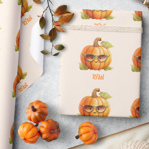 Custom Wassercolor Niedlich Pumpkin Orange Hallowe Geschenkpapier