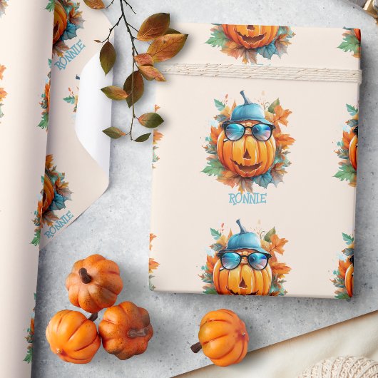 Custom Wassercolor Niedlich Pumpkin Orange Hallowe Geschenkpapier