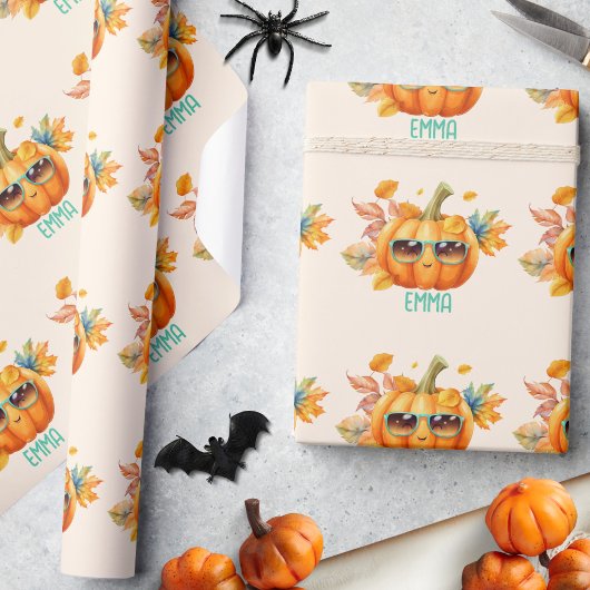 Custom Wassercolor Niedlich Pumpkin Orange Hallowe Geschenkpapier