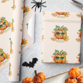 Custom Wassercolor Niedlich Pumpkin Orange Hallowe Geschenkpapier