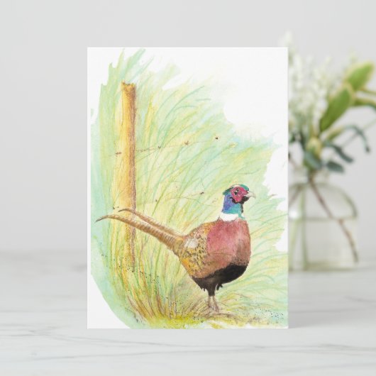 Custom Wassercolor Pheasant Game Bird Wildlife Einladung (Stehend Vorderseite)