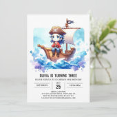 Custom Wassercolor Pirate Birthday Einladung (Stehend Vorderseite)