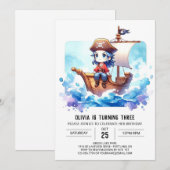 Custom Wassercolor Pirate Birthday Einladung (Vorne/Hinten)