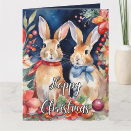Custom Wassercolor Weihnachtsbunny Rabbit Karte