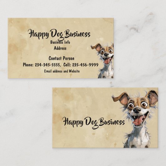 Custom Wasserfarbe Happy Hund Tierfutter Visitenkarte (Vorne/Hinten)