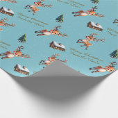 Custom Wasserfarbe Reindeer Schneekabine Weihnacht Geschenkpapier (Ecke)