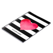 CUSTOM WASSERFARBHERZ AUF SCHWARZEN UND WEISSEN ST NOTIZBLOCK (Linke Seite)