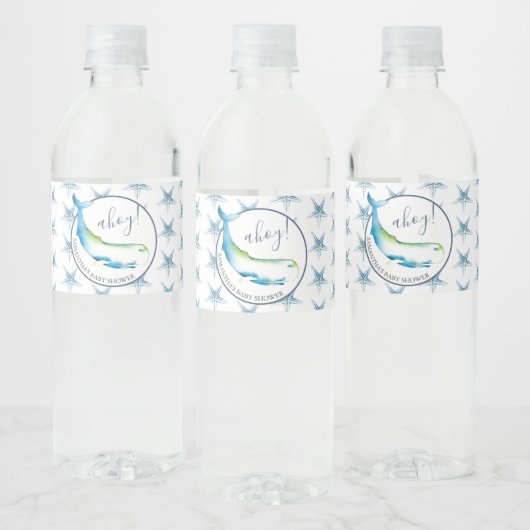 Custom Water Bottle Labels Blue Whale Wasserflaschenetikett (Flaschen)
