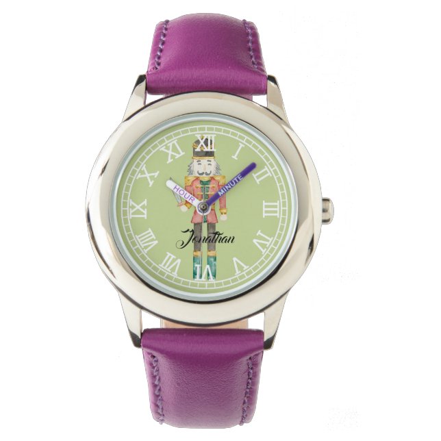 Custom Water Color Nutcracker Kunstwerk Grüne Armbanduhr (Vorderseite)