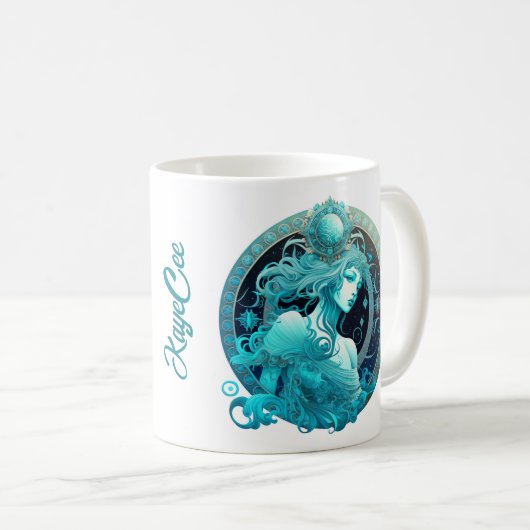 Custom Water color Zodiac - Aquarius Kaffeetasse (VorderseiteRechts)