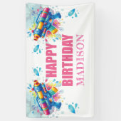Custom Water Gun Summer Girl Geburtstag Banner (Vertikal)