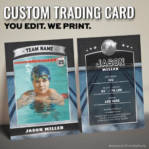 Custom Water Polo Trading Card Blue Silver Card Telefonnummerkarte