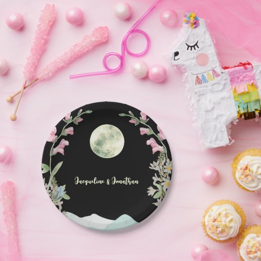 Custom Water Wildblume Moon Mountain Hochzeit Pappteller (Party)