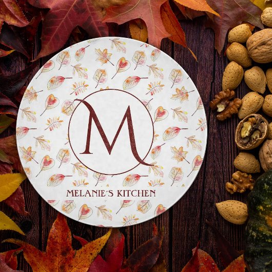 Custom Watercolor Autumn Monogram Kitchen Schneidebrett