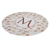 Custom Watercolor Autumn Monogram Kitchen Schneidebrett (Ecke)