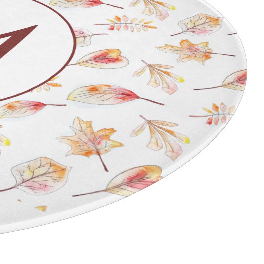 Custom Watercolor Autumn Monogram Kitchen Schneidebrett (Ecke)