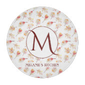 Custom Watercolor Autumn Monogram Kitchen Schneidebrett (Vorderseite)
