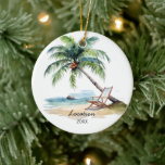 Custom Watercolor Beach Keramik Ornament<br><div class="desc">Custom Watercolor Beach zu einem einzigartigen Andenken zu machen.</div>