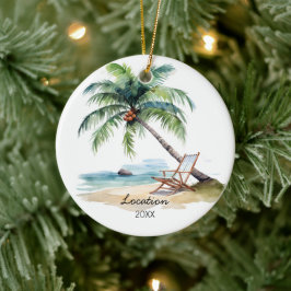 Custom Watercolor Beach Keramik Ornament