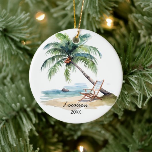Custom Watercolor Beach Keramik Ornament (Baum)