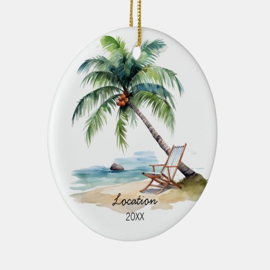 Custom Watercolor Beach Keramik Ornament (Rechts)