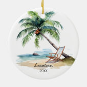 Custom Watercolor Beach Keramik Ornament (Hinten)