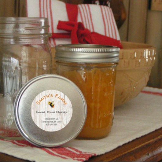 Custom Watercolor Bee Honey Round Aufkleber