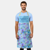 Custom Watercolor Bush Wildblume Romantic Blue Schürze (Getragen)