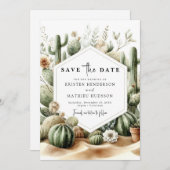 Custom Watercolor Cactus Wedding Save The Date (Vorne/Hinten)
