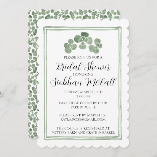 Custom Watercolor Celtic Clover Shamroch Irish Einladung (Vorne/Hinten)