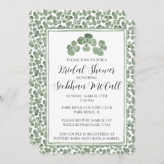 Custom Watercolor Celtic Clover Shamroch Irish Einladung (Vorne/Hinten)