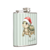 Custom Watercolor Christmas Tortoise Santa Hat Flachmann (Rechts)