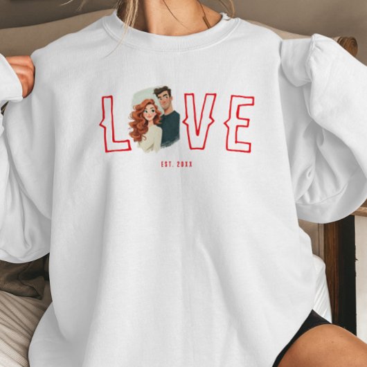 Custom Watercolor Couple Portrait Love Sweatshirt