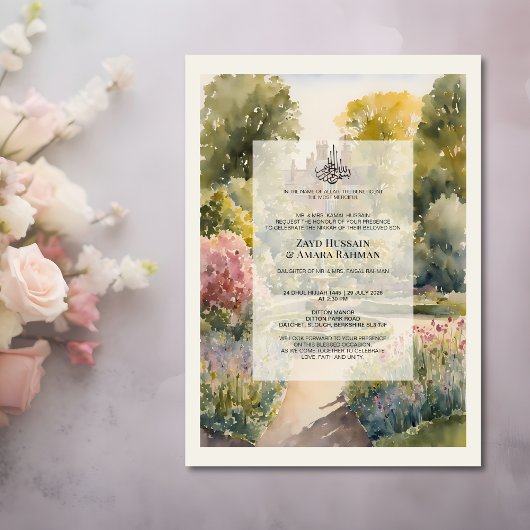 Custom Watercolor Ditton Manor Nikkah Einladung