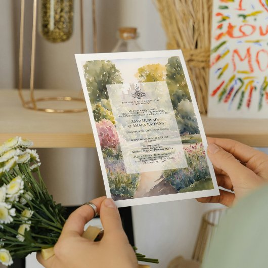 Custom Watercolor Ditton Manor Nikkah Einladung