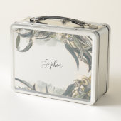 Custom Watercolor Eucalyptus Leaves Greenery Metall Brotdose (Rückseite)