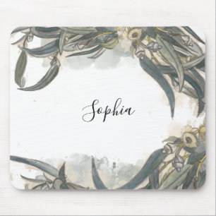 Custom Watercolor Eucalyptus Leaves Greenery Mousepad
