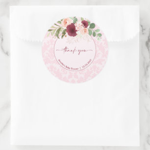 Custom Watercolor Floral Baby Dusche Runder Aufkleber