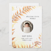 Custom Watercolor Floral Birth Announcement Card Einladung (Vorne/Hinten)