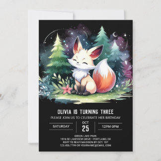 Custom Watercolor Fox Geburtstag digital Einladung